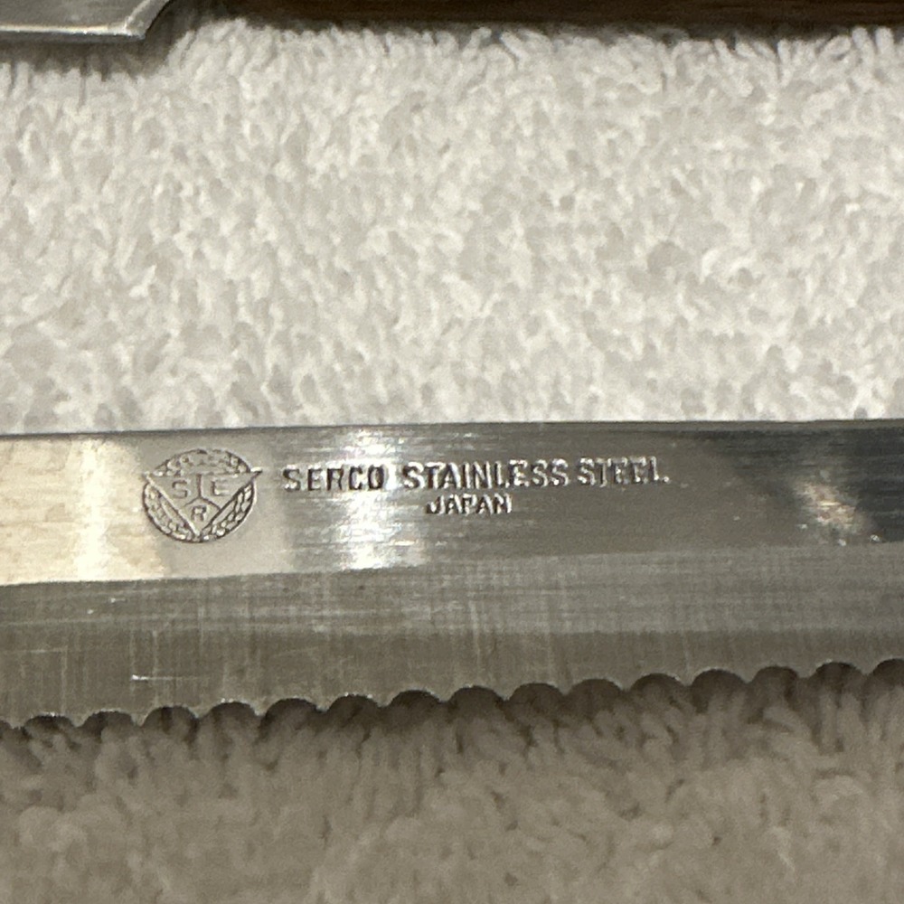 SERCO Japan Stainless Steak Knife Serrated 4.5" Blade Wood Handle (Set Of 3) - Picture 4 of 4